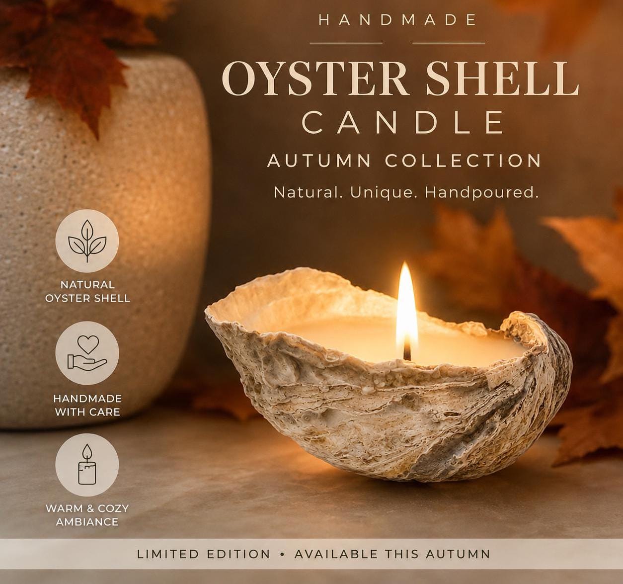 Autumn Edition Oyster Shell Candle | Handmade Candle | Spiced Seasonal Gift