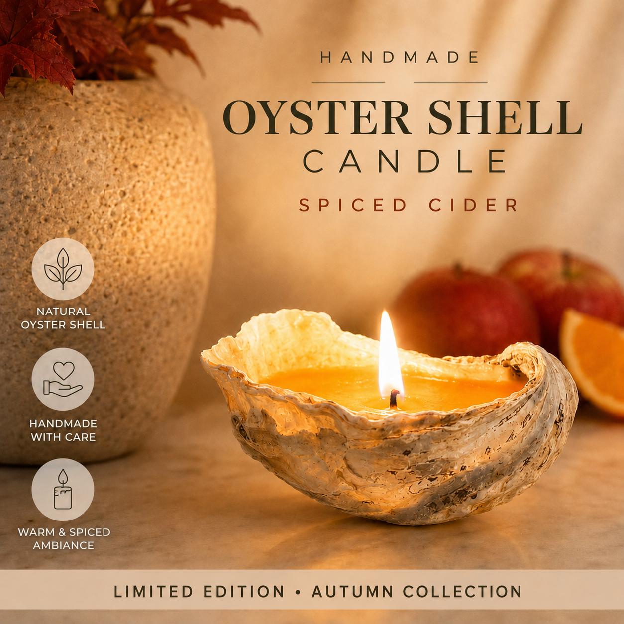 Autumn Edition Oyster Shell Candle | Handmade Candle | Spiced Seasonal Gift
