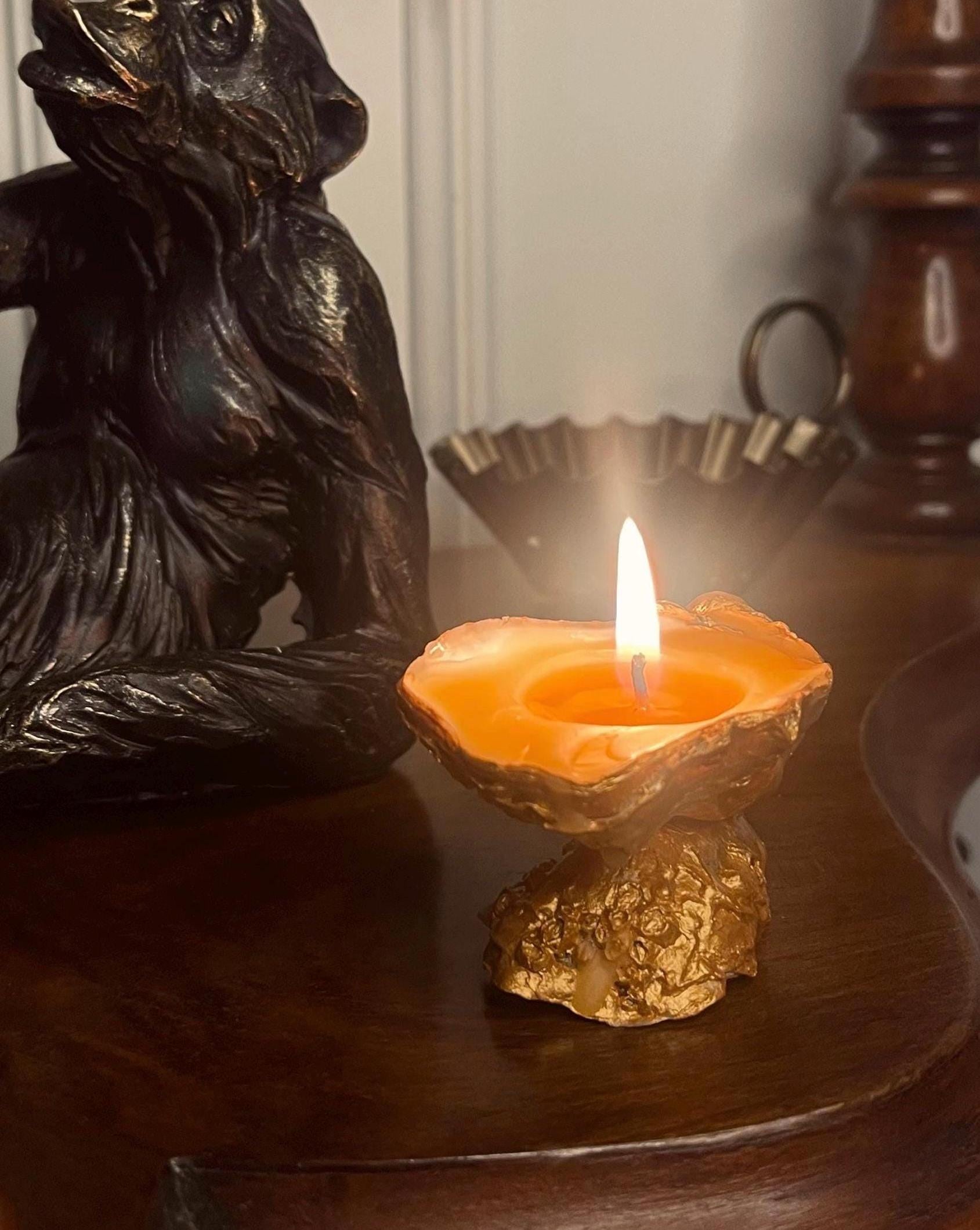 Coastal Oyster Shell Candle Holder | Handmade Beeswax | Personalised Scent |